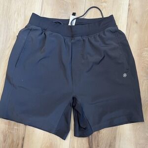 Gaiam Shorts Mens Small Black Athletic Running Yoga Stretch Zip Pocket